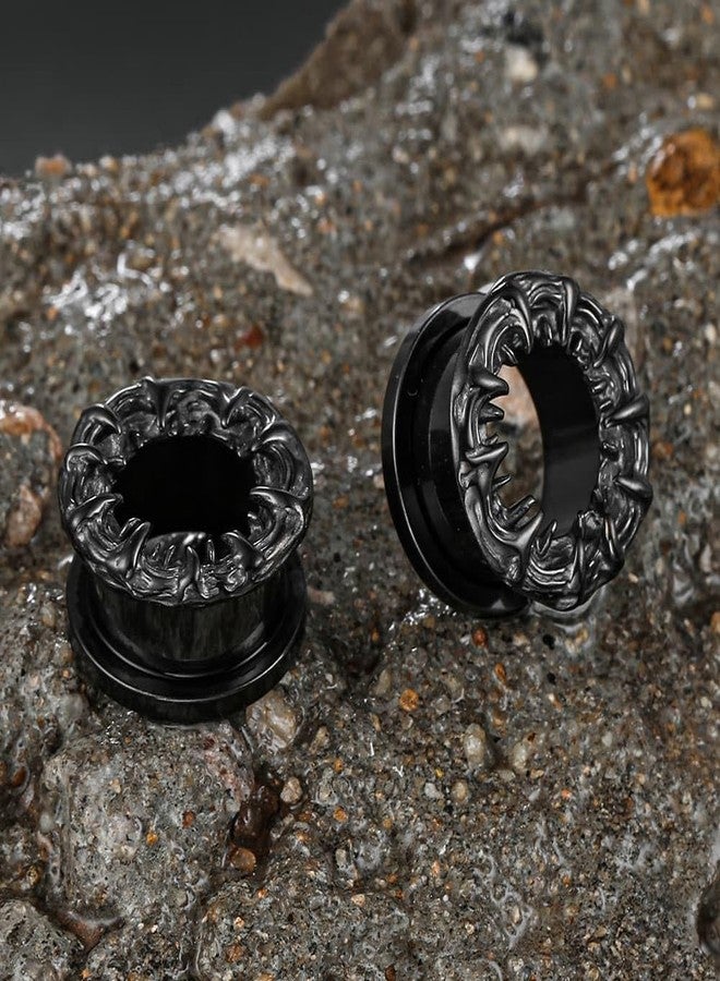 Earblity 1 Pair ear gauges with Halloween Dark Series 00g/10mm Ear Tunnels Plugs 316 Stainless Steel Black Ear Weight Screw Back for Ears Hypoallergenic expander Piercing Body Jewelry - Image 4